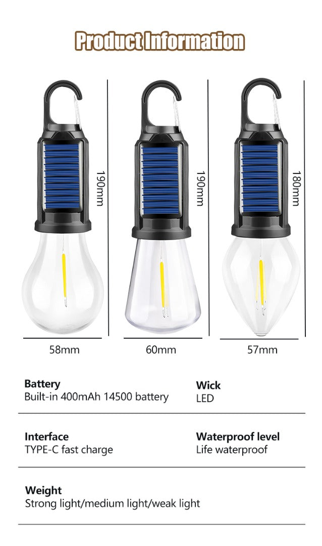 2 sztuki zniżki☀️⚡Nowa, ładowalna lampa kempingowa zasilana energią słoneczną, wielofunkcyjne, przenośne oświetlenie nastrojowe.